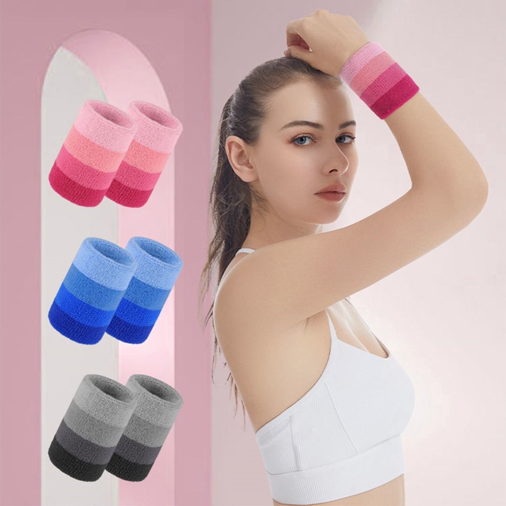 Wristband Pair Sweat - 2 buah/pasang Gelang Tenis Warna-warni untuk