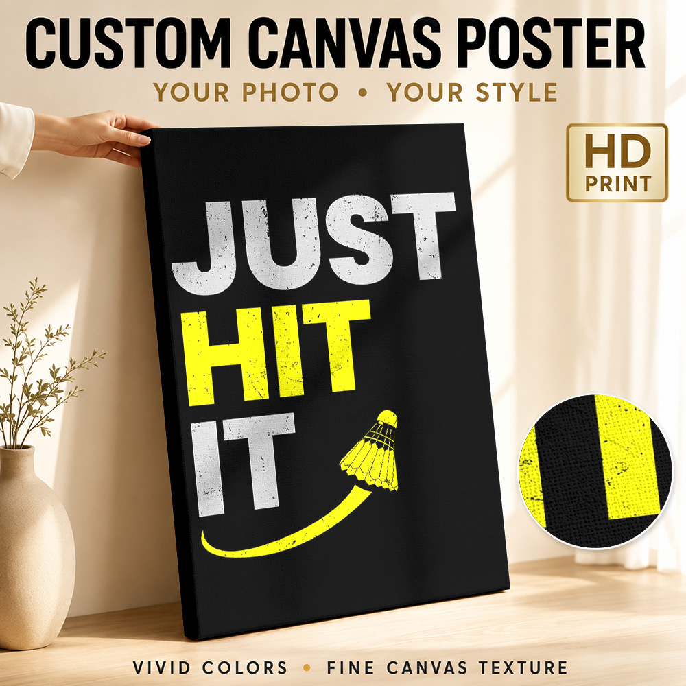 Badminton Single - Lukisan Kanvas Bulu Tangkis Poster Foto