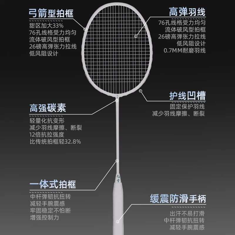 Raket Bulu Tangkis 5U Full Car - Badminton Single ulasan dan harga